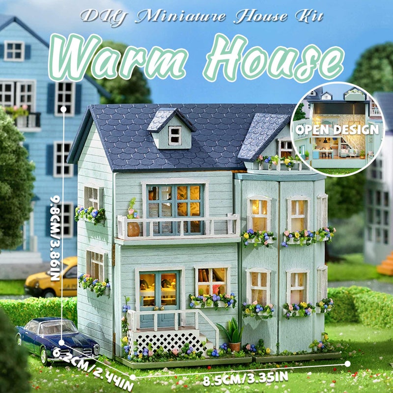 Flever Dollhouse Miniature DIY House Kit Creative Room with Furniture for Romantic Valentine's Gift (Warm House) - Image 2
