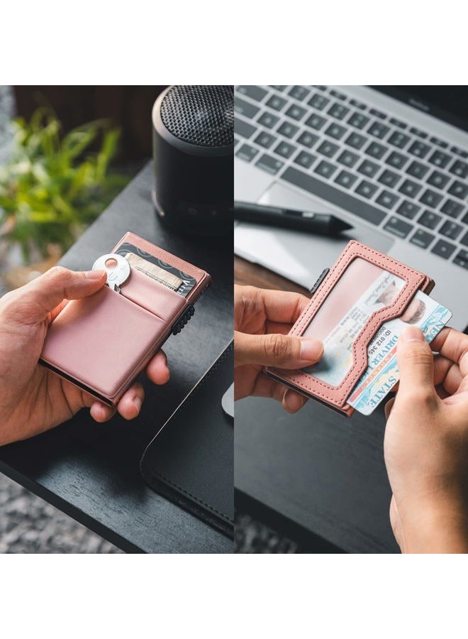 VULKIT Minimalist Wallet with ID Window & EDC Pocket Pop Up Card Holder RFID Blocking Slim Wallet Design for Airtag Cash Coins & Credit Cards - Image 2