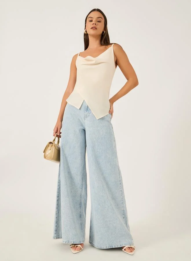 ستايلي Styli Cowl Neck Strappy Asymmetric Hem Top