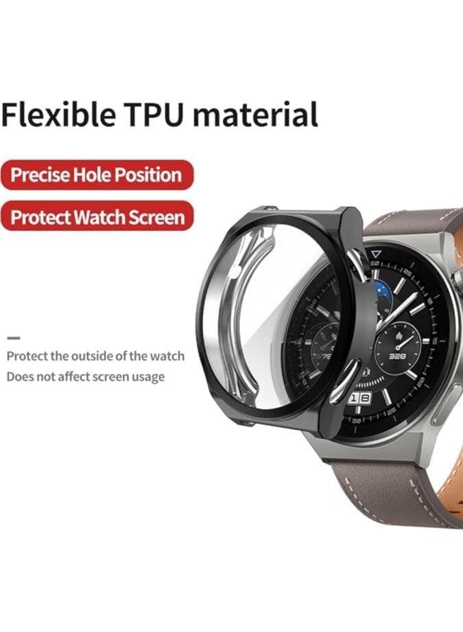 ELMO3EZZ Screen Protector Film TPU Case for Huawei Watch 4 Pro (2023), All-Inclusive Anti-Drop Electroplating Cover (Black) - Image 2
