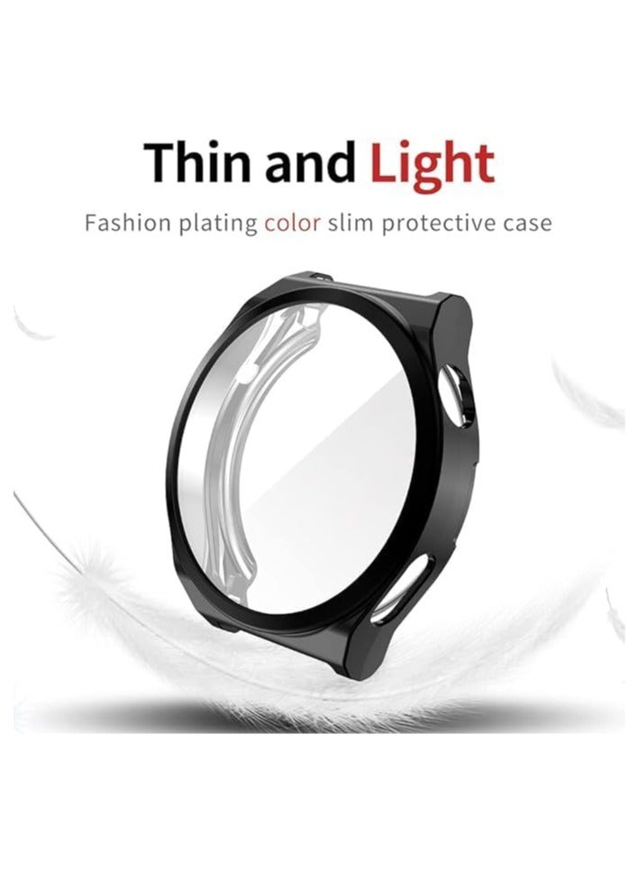 ELMO3EZZ Screen Protector Film TPU Case for Huawei Watch 4 Pro (2023), All-Inclusive Anti-Drop Electroplating Cover (Black) - Image 5