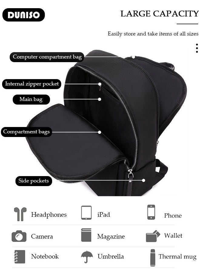 DUNISO Women Backpack Purse, Waterproof Backpack for Girl Woman Black Travel Bookbag Lady Shoulder Bag, Lightweight Ladies Fashion Daily Backpack Anti-theft Casual Daypack  - Image 5