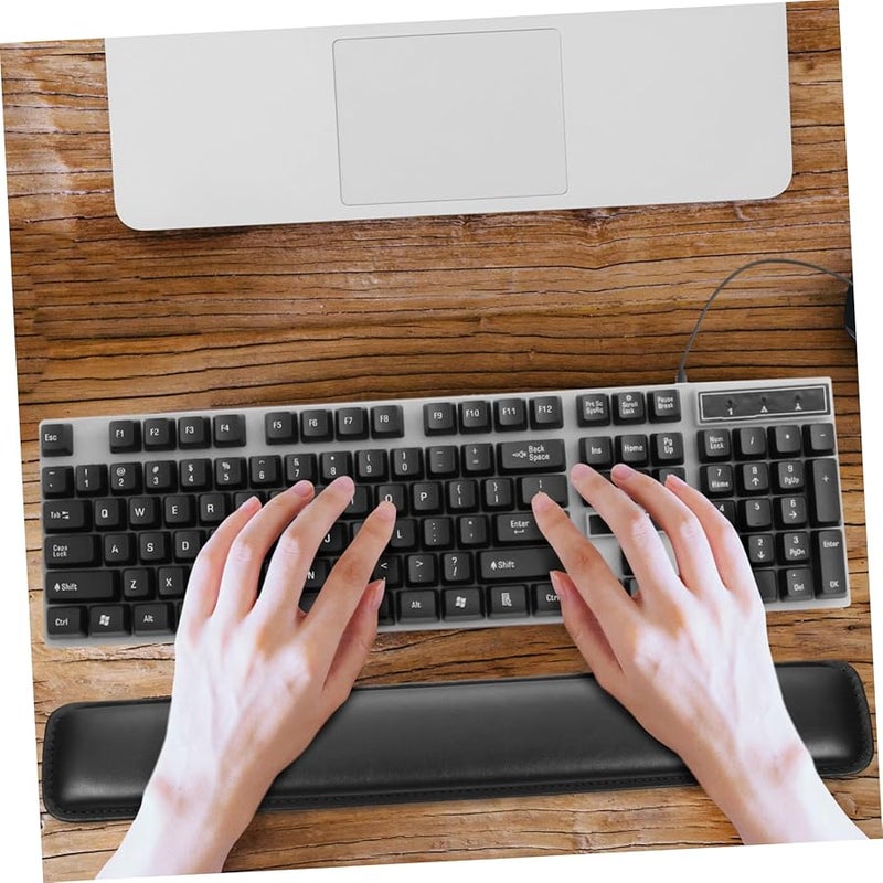 Black Leather Wrist Rest Pad Ergonomic Anti Slip Cushion for Mechanical Keyboard Typing Gaming - Image 5