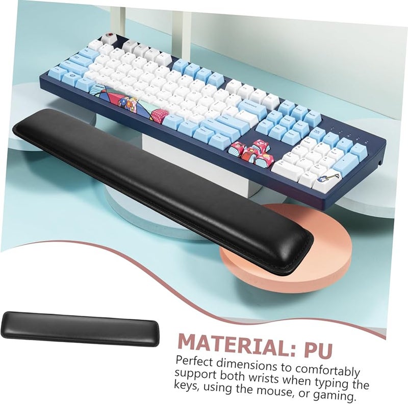 Black Leather Wrist Rest Pad Ergonomic Anti Slip Cushion for Mechanical Keyboard Typing Gaming - Image 3