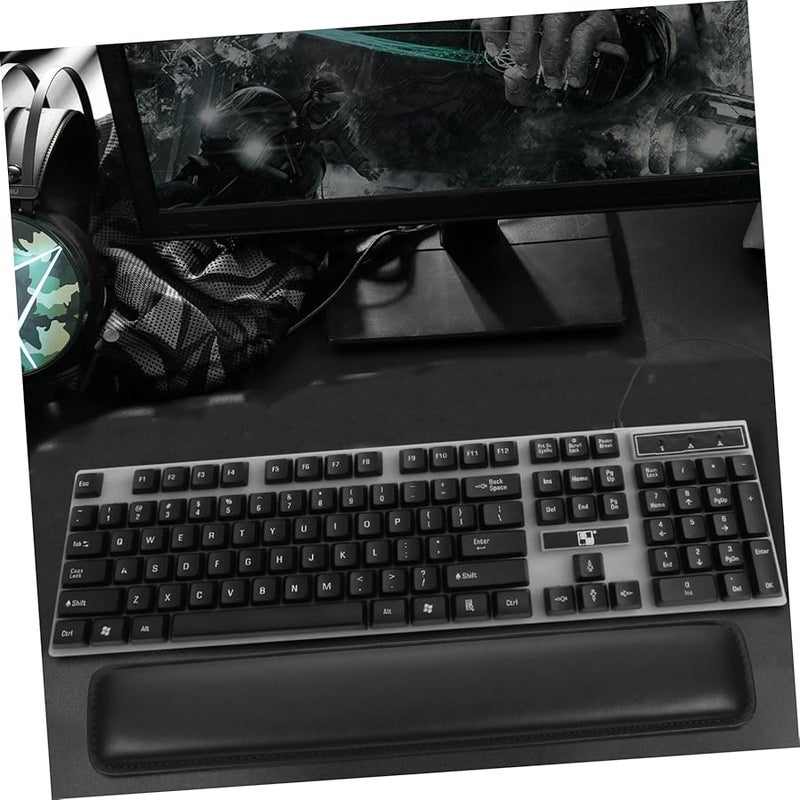 Black Leather Wrist Rest Pad Ergonomic Anti Slip Cushion for Mechanical Keyboard Typing Gaming - Image 4