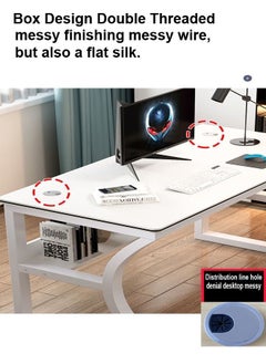 fashionhome Modern Style Multipurpose Steel Frame Study and Computer Stabilized Desk Table With Bookshelf Bottom Storage Shelf and Double Cable Hole for Electronic Accessories For Home and Office Furniture 80x50x75 cm  - Image 4