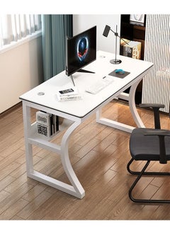 fashionhome Modern Style Multipurpose Steel Frame Study and Computer Stabilized Desk Table With Bookshelf Bottom Storage Shelf and Double Cable Hole for Electronic Accessories For Home and Office Furniture 80x50x75 cm  - Image 2