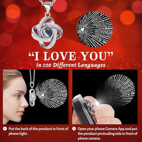 Gnifot Preserved Red Champagne Real Rose with I Love You in 100 Languages Necklace,Eternal Flowers Gifts for Women Wife Girlfriend Mom Grandma on Birthday Anniversary Valentines Mothers Day Christmas - Image 3