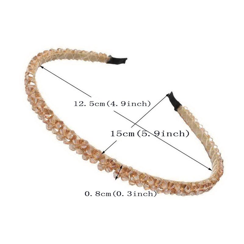 Cuizhiyu 4 PK Crystal Rhinestone Headbands for Women Girls Double Rows Sparkly Beaded Hair Hoops Clear Black Weave Narrow Hair Bands Hair Accessories (Color A) - Image 5