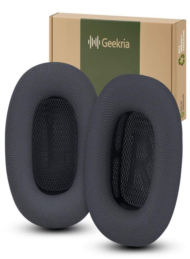 Geekria Comfort Mesh Fabric Replacement Ear Pads Compatible with Apple AirPods MAX (A2096), AirPods MAX2 (A3184) Headphones Ear Cushions, Repair Parts (Midnight) - Image 1