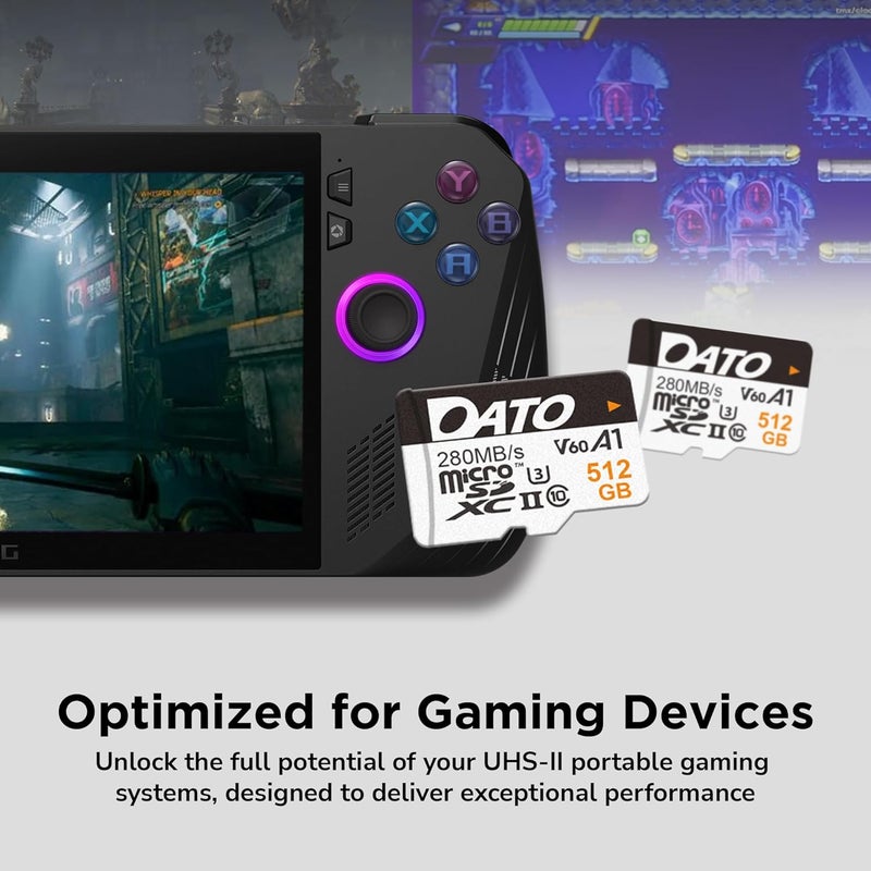 DATO 128GB Lightning microSD Card, UHS-II, A1, C10, U3, V60, Full HD, 4K, Up to 280/180 MB/s microSDXC Memory Card, for Phones, Cameras, Portable Gaming Devices - Image 4
