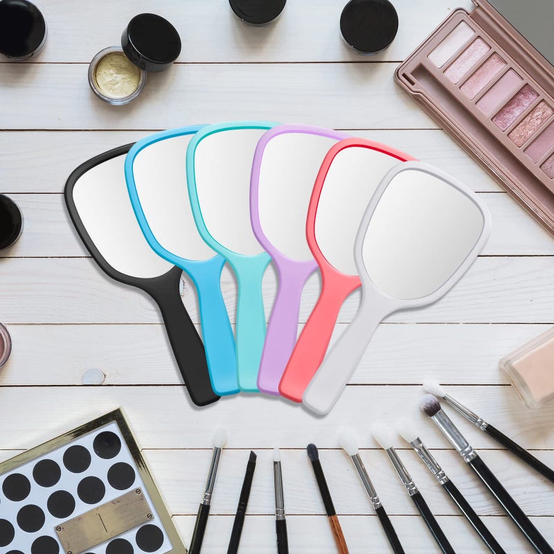 Vinsot 50 Pcs Handheld Mirror Bulk Small Hand Mirrors with Handle Plastic Portable Daily Makeup Tools for Home Travel Camping Daily, 3.15 Inch Wide, 7.09 Inch Long (6 Colors) - Image 3