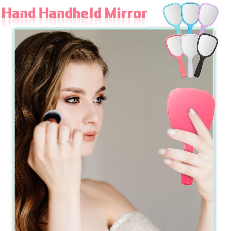 Vinsot 50 Pcs Handheld Mirror Bulk Small Hand Mirrors with Handle Plastic Portable Daily Makeup Tools for Home Travel Camping Daily, 3.15 Inch Wide, 7.09 Inch Long (6 Colors) - Image 5
