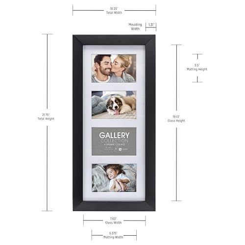 Malden International Designs Black 4 Opening 4x6 Matted Collage Photo Wall Frame - Image 4