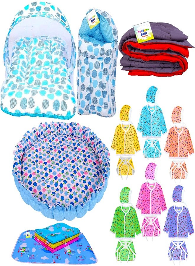 Toddylon Baby Gifts Set for New Born Unisex Clothing Gift Hamper 26 in 1 Products All Newborn Combo Hospital Kit | Clothes | Maternity Essentials | Infant Essential | Baby Shower (0-6 Months) (Blue) - Image 1