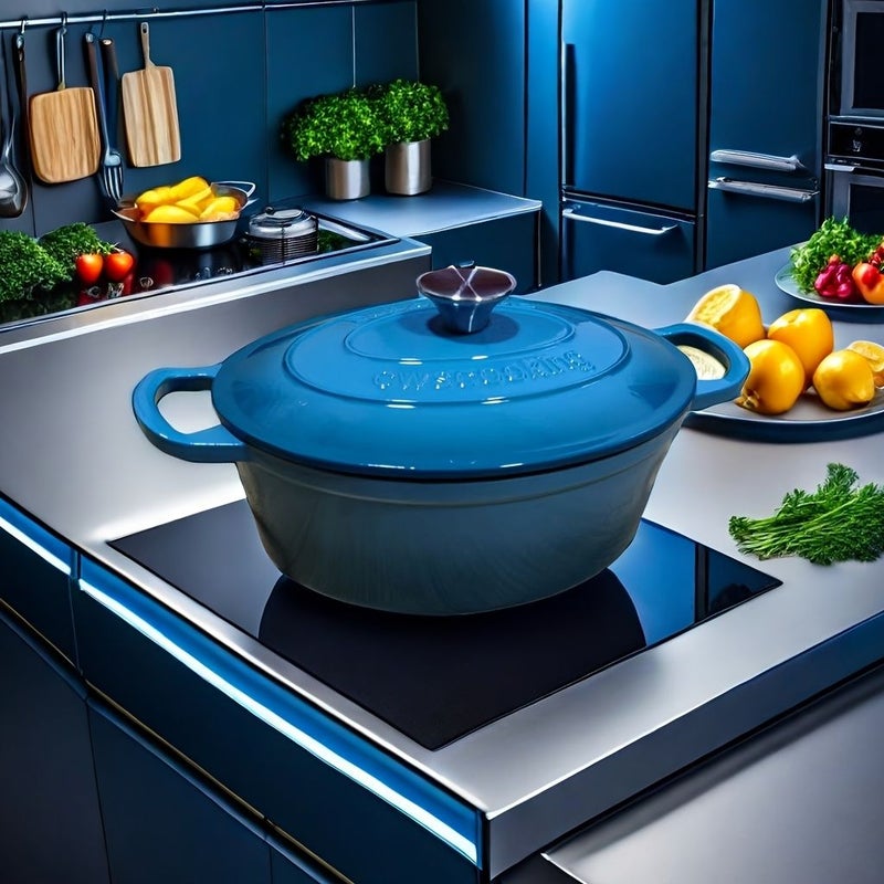 Red Oval Enamel Stew Pot MultiFunctional Soup Pot Induction Cooker Compatible - Image 4