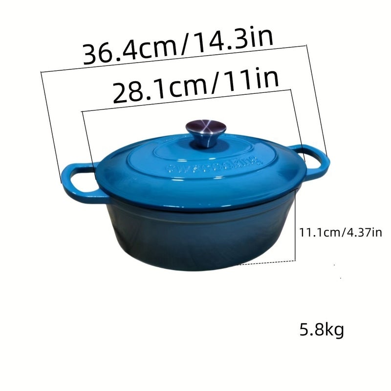Red Oval Enamel Stew Pot MultiFunctional Soup Pot Induction Cooker Compatible - Image 2