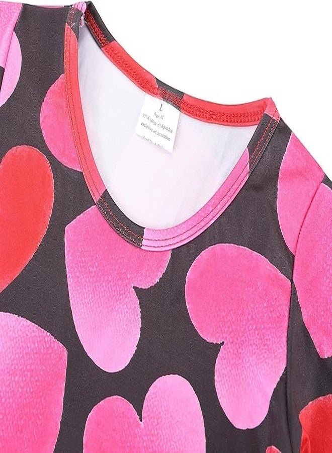 DACSOIT Valentines Toddler Girl Dress Love Hearts Print Ruffle Bottom Long Sleeve Casual Dress 3-8Y, Sweet, 6-7 Years - Image 3