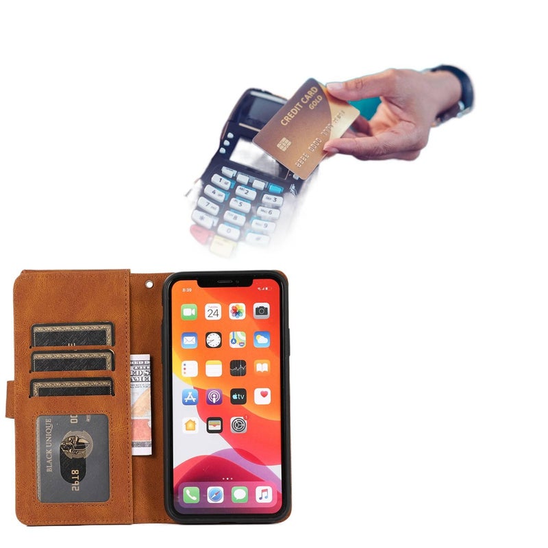 غطاء واقي | حامل بطاقات | ملمس جلد | أسود | مقاوم للصدمات لـ iPhone 14 / 14 Plus / 14 Pro / 14 Pro Max - Image 5