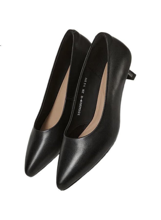 YEARCON Women'S Fine-Heeled Commuter Work Shoes Shallow-Mouth Fashion High-Heeled Single Shoes Women 26901W Black 35 - Image 2
