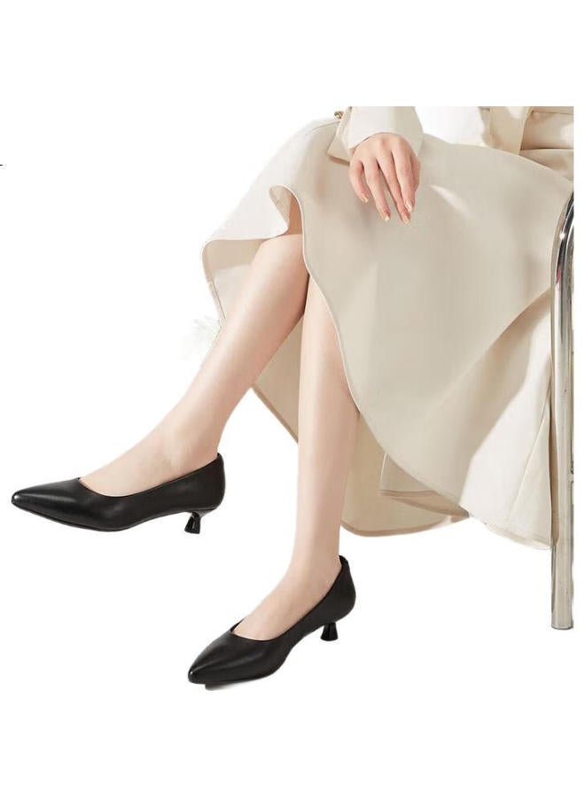 YEARCON Women'S Fine-Heeled Commuter Work Shoes Shallow-Mouth Fashion High-Heeled Single Shoes Women 26901W Black 35 - Image 1