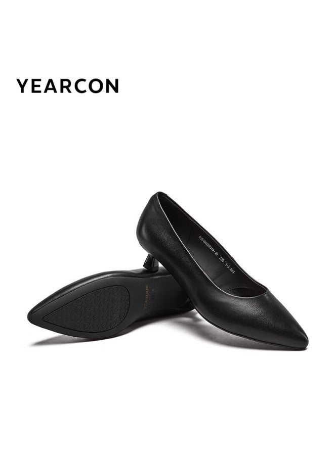 YEARCON Yierkang Women's Fine-heeled Commuter Work Shoes Shallow-mouth Fashion High-heeled Single Shoes Women 26901w Black 35 - Image 4
