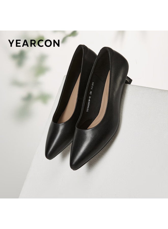 YEARCON Yierkang Women's Fine-heeled Commuter Work Shoes Shallow-mouth Fashion High-heeled Single Shoes Women 26901w Black 35 - Image 1