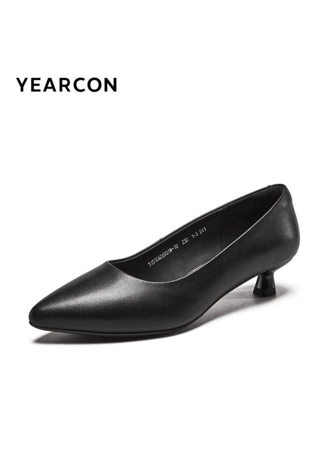 YEARCON Yierkang Women's Fine-heeled Commuter Work Shoes Shallow-mouth Fashion High-heeled Single Shoes Women 26901w Black 35 - Image 3