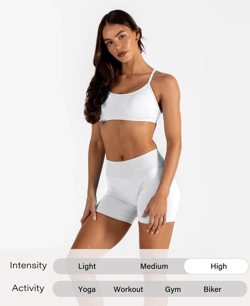 Unthewe Womens Seamless Workout Shorts Scrunch Butt Lifting High Waist V Back Gym Biker Shorts(U566-White-S) - Image 5