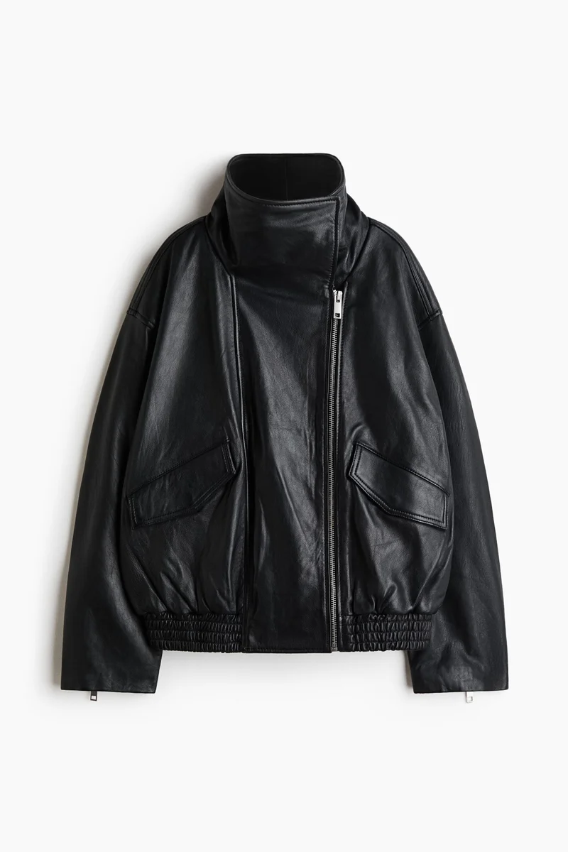 Oversized leather jacket