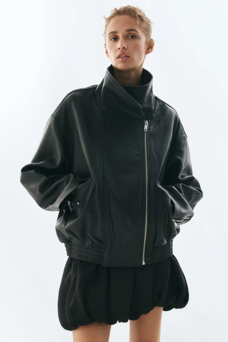 Oversized leather jacket