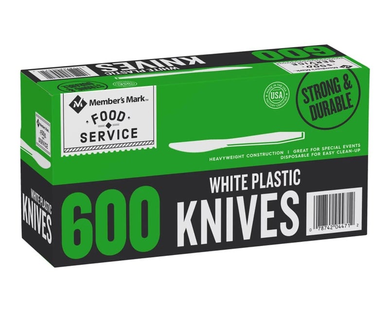Members Mark Plastic Knives Heavyweight White 600 Count