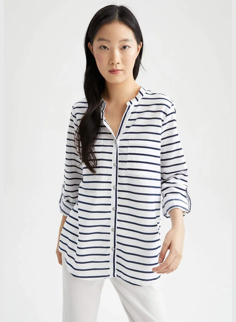 DeFacto Relaxed Fit Striped Poplin Shirt