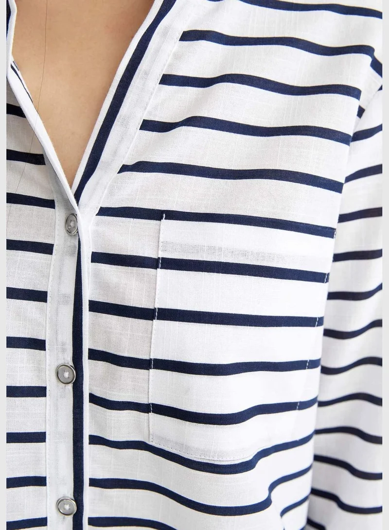 DeFacto Relaxed Fit Striped Poplin Shirt
