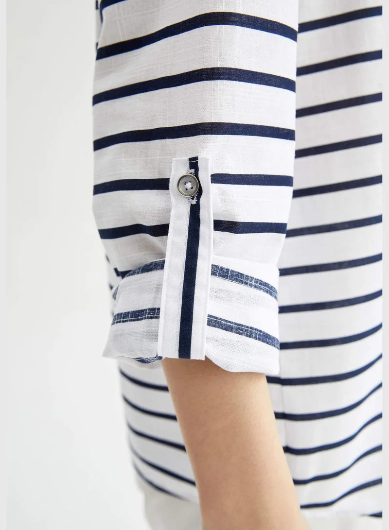 DeFacto Relaxed Fit Striped Poplin Shirt
