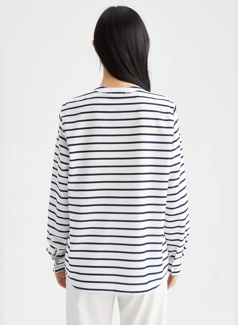 DeFacto Relaxed Fit Striped Poplin Shirt