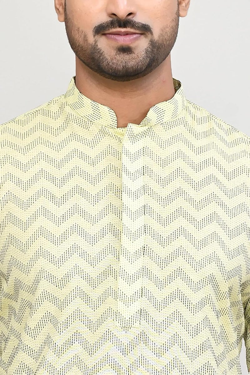 POLY2FAB Hathkargha Men’s Printed Jacquard Kurta with Full Sleeve - Stylish Ethnic Wear for Weddings, Festivals & Parties - Image 5