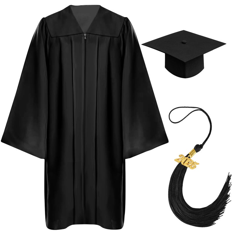Mukum Kindergarten Graduation Cap and Gown Set with 2025 Charms Tassel Matte Woven Graduations Cap and Gown for Kid Preschool Kindergarten Black-30 - Image 3