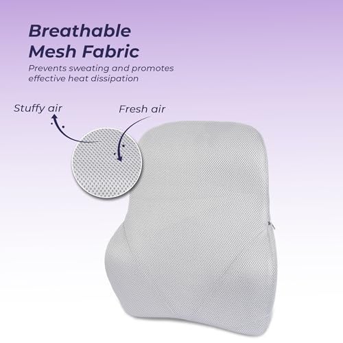 Billebon Car Seat Back Support Cushion, Gel Infused Memory Foam Backrest Lumbar Support Cushion for Comfortable Long Drive & Back Pain Relief (Grey) - Image 2