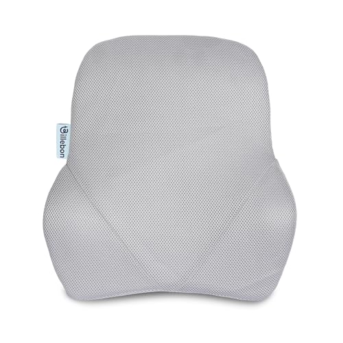 Billebon Car Seat Back Support Cushion, Gel Infused Memory Foam Backrest Lumbar Support Cushion for Comfortable Long Drive & Back Pain Relief (Grey) - Image 1
