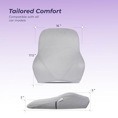 Billebon Car Seat Back Support Cushion, Gel Infused Memory Foam Backrest Lumbar Support Cushion for Comfortable Long Drive & Back Pain Relief (Grey) - Image 4