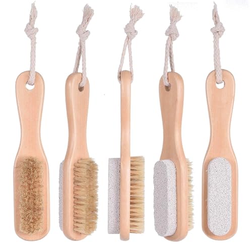 TimBuk2 Foot Brush & Pumice Stone with Handle - Callus & Corn Remover, Exfoliator & Scrubber for Dry, Dead Skin on Feet - Natural Bristles & Stone with Wooden Handle - Men & Women - Image 5