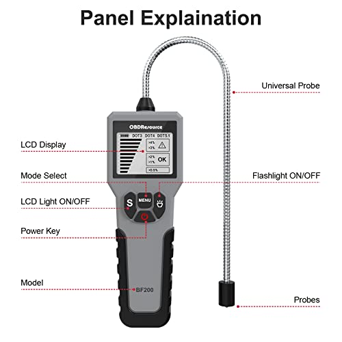 OBDResource Brake Fluid Tester, Profession Automotive Motorcycle Brake Lubricant Moisture Analyzer Detector Intelligent, Auto Diagnostic Testing Tool for DOT 3 / DOT 4 / DOT 5.1 Brake Lube (Gray) - Image 2