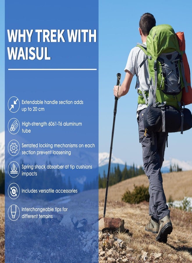 Waisul Tactistaff Survival Hiking Stick - Collapsible Retractable Walking Staff, Outdoor Multitool Tactical Gear, Trekking Pole for Hiking, Camping - Image 2