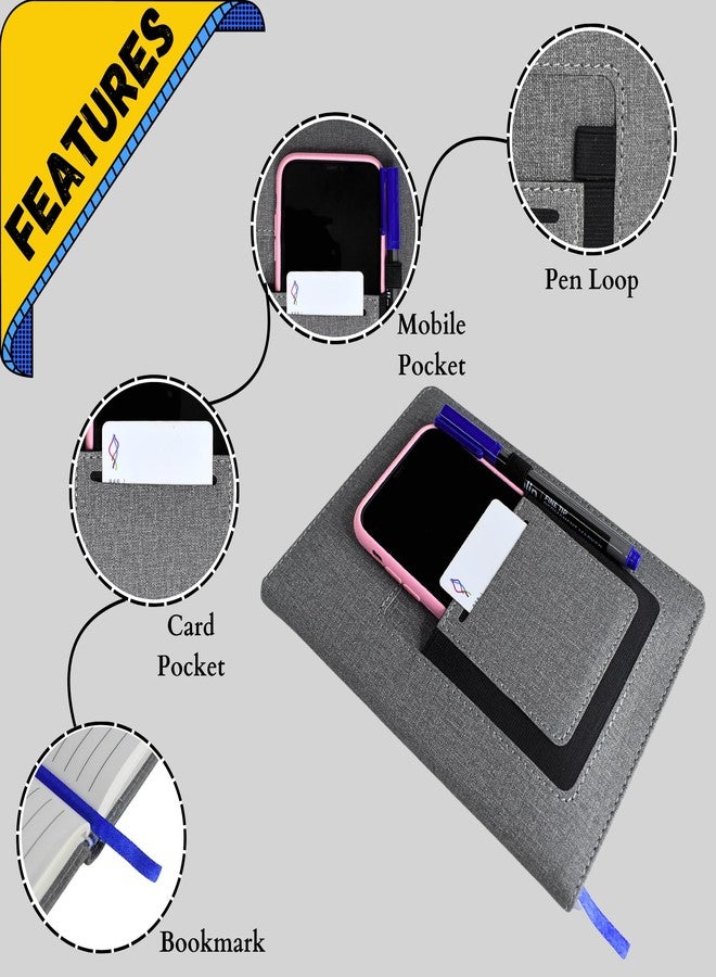 LC A/5 Size Stylish Hardcover Planner Diary | 21cm x 15.5cm, 192 Pages | With Mobile & Card Pocket, Pen Loop | Ideal for Daily Planning, Business Meetings, Students & Journaling (Grey) - Image 3