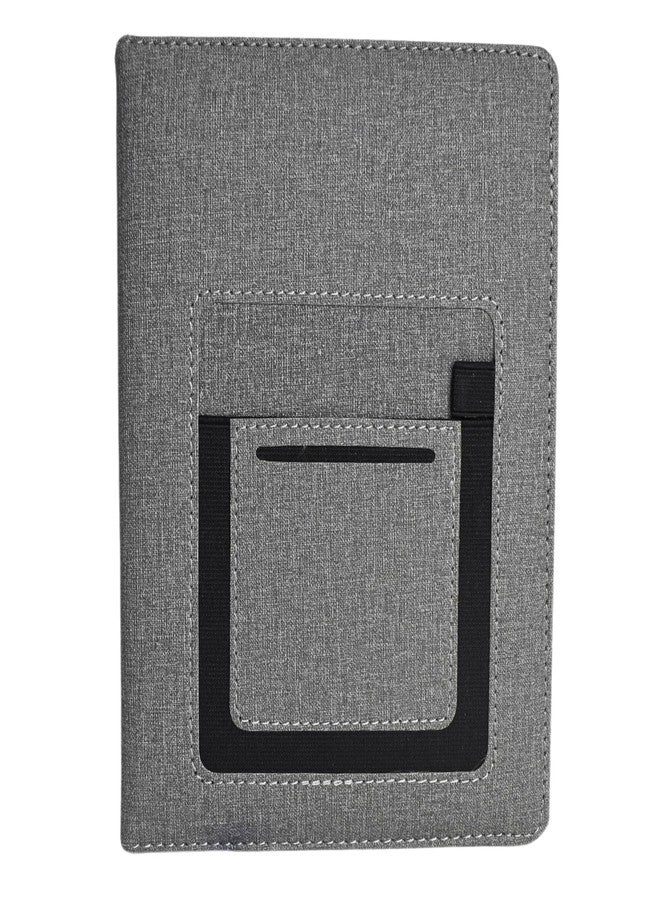 LC A/5 Size Stylish Hardcover Planner Diary | 21cm x 15.5cm, 192 Pages | With Mobile & Card Pocket, Pen Loop | Ideal for Daily Planning, Business Meetings, Students & Journaling (Grey) - Image 1