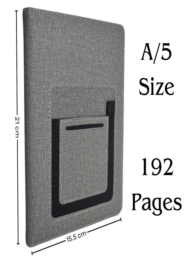 LC A/5 Size Stylish Hardcover Planner Diary | 21cm x 15.5cm, 192 Pages | With Mobile & Card Pocket, Pen Loop | Ideal for Daily Planning, Business Meetings, Students & Journaling (Grey) - Image 2