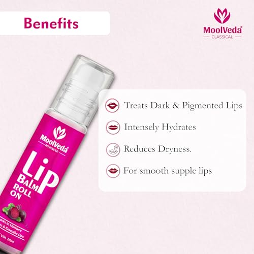 Moolveda Lip Balm Roll on with beetroot rose & 100% edible ingredients & no chemicals, 10ml - Image 5