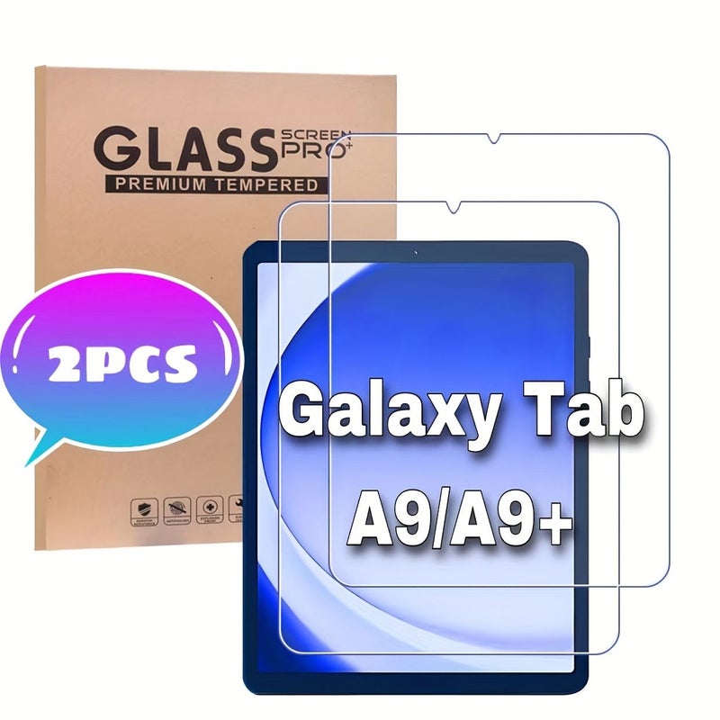 2 عبوات حماية شاشة من الزجاج المقوى لجهاز Galaxy Tab A9 Plus مقاس 8.7 و11 بوصة عالية الدقة - Image 1