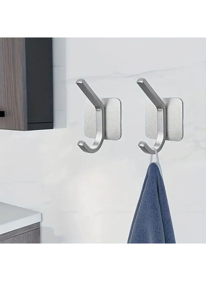 8 Pack Wall Hooks, 304 Stainless Steel Adhesive Hanging Hooks, No-Drill Heavy Duty Waterproof Towel Hook Robe Hanger for Home Kitchen Bathroom Office (Silver / 8pcs) - Image 3